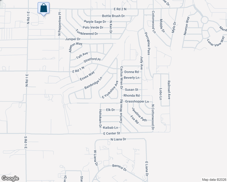map of restaurants, bars, coffee shops, grocery stores, and more near 1577 East Yorkshire Avenue in Chino Valley