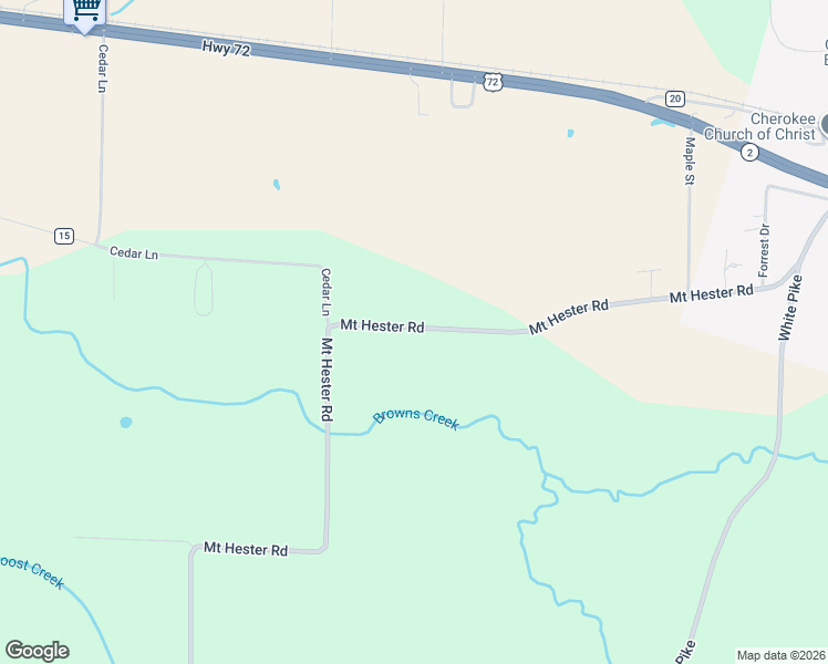 map of restaurants, bars, coffee shops, grocery stores, and more near 15802 Mount Hester Road in Cherokee