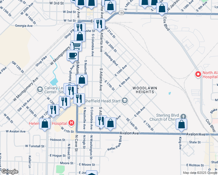 map of restaurants, bars, coffee shops, grocery stores, and more near 911 East 17th Street in Sheffield