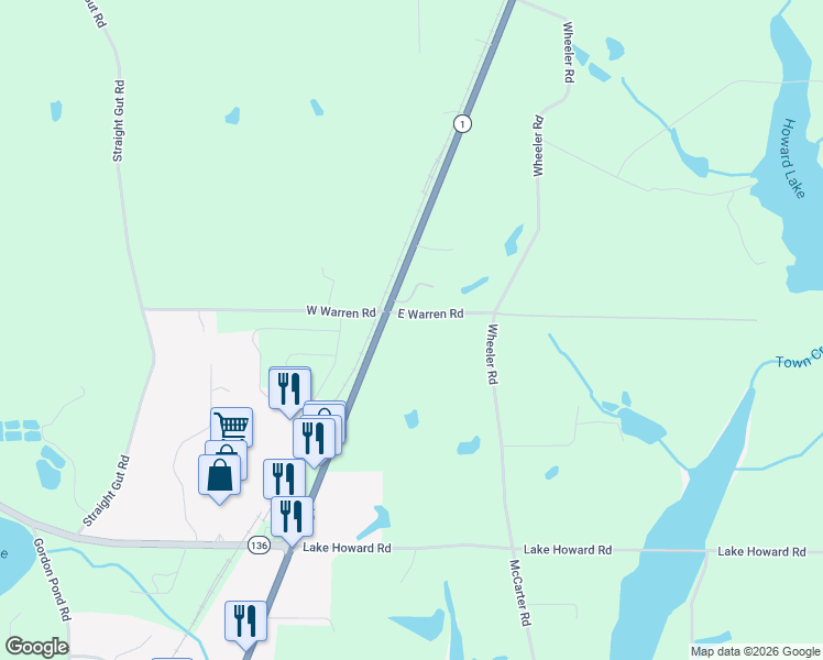 map of restaurants, bars, coffee shops, grocery stores, and more near 59 East Warren Road in LaFayette