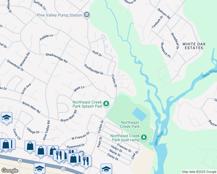 map of restaurants, bars, coffee shops, grocery stores, and more near 102 Lennox Circle in Jacksonville