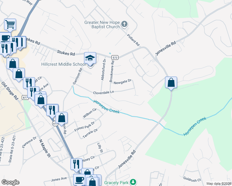 map of restaurants, bars, coffee shops, grocery stores, and more near 404 Cloverdale Lane in Simpsonville
