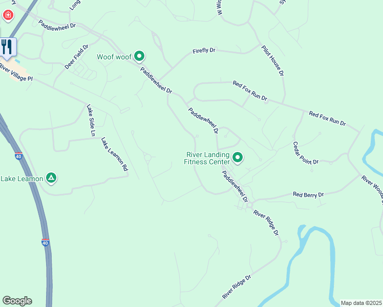 map of restaurants, bars, coffee shops, grocery stores, and more near 190 Maple Creek Drive in Wallace