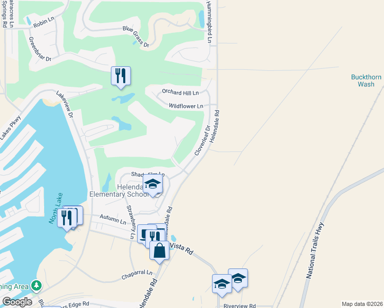 map of restaurants, bars, coffee shops, grocery stores, and more near 27468 Cloverleaf Drive in Helendale