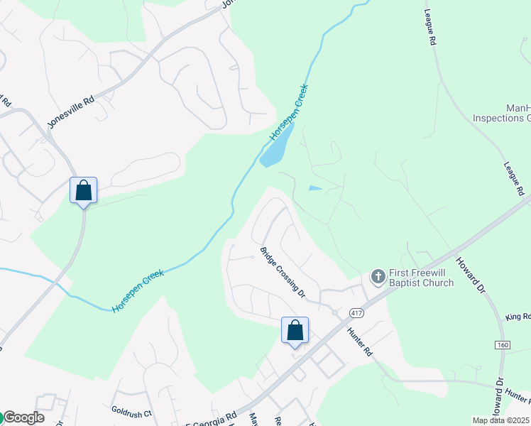 map of restaurants, bars, coffee shops, grocery stores, and more near 428 Bridge Crossing Drive in Simpsonville