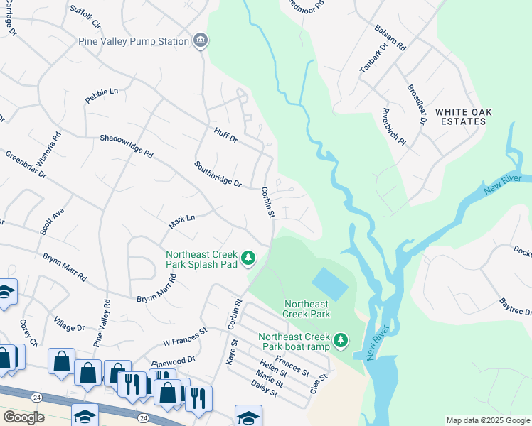 map of restaurants, bars, coffee shops, grocery stores, and more near 1101 Corbin Street in Jacksonville