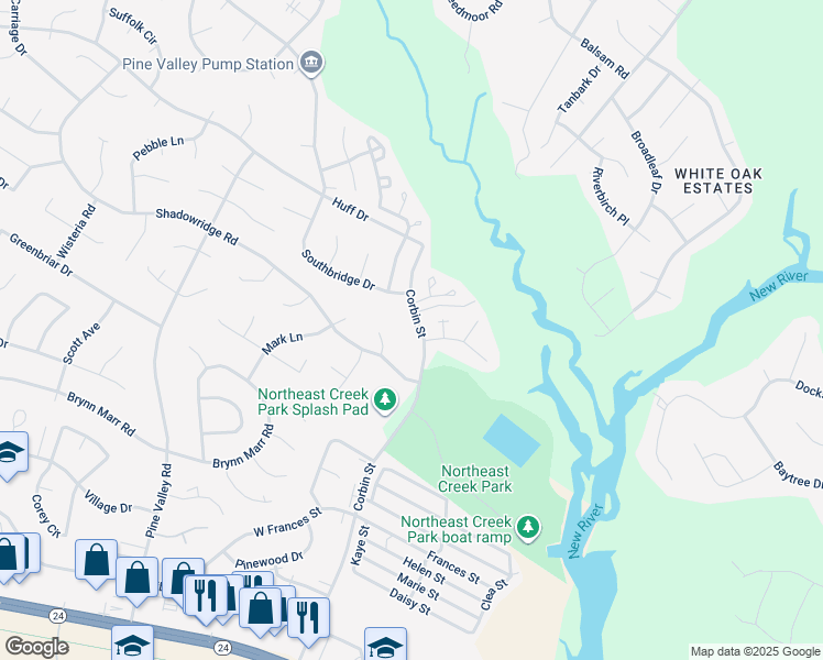 map of restaurants, bars, coffee shops, grocery stores, and more near 1101 Corbin Street in Jacksonville