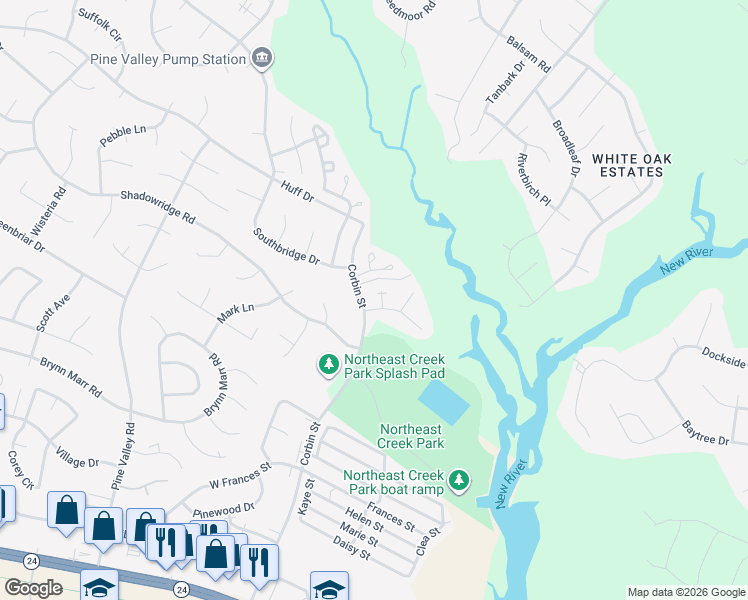 map of restaurants, bars, coffee shops, grocery stores, and more near 600 South Hampton Drive in Jacksonville