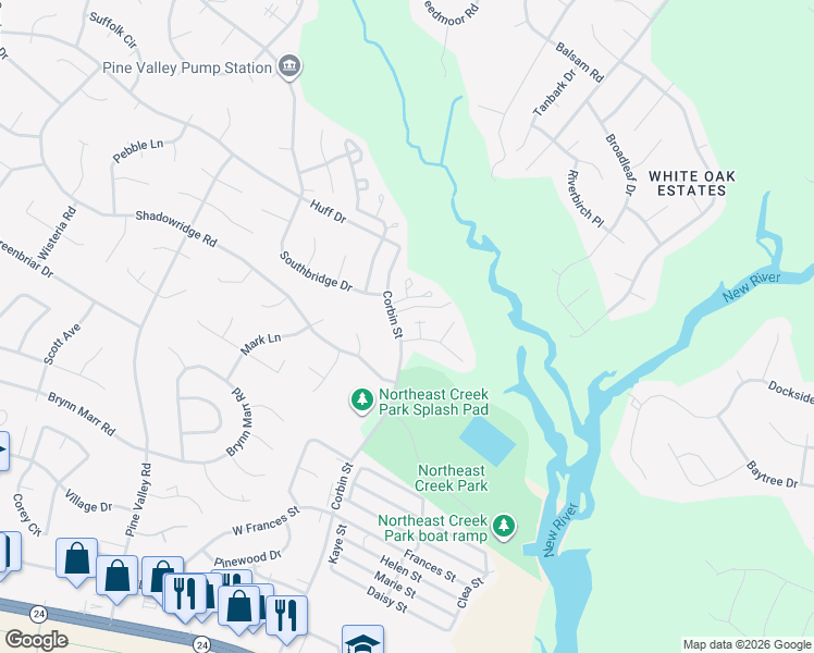 map of restaurants, bars, coffee shops, grocery stores, and more near 600 South Hampton Drive in Jacksonville
