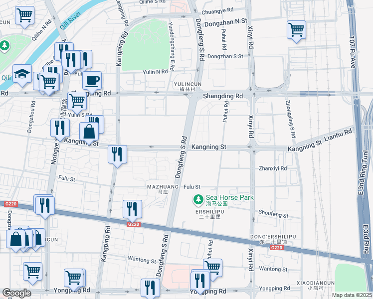 map of restaurants, bars, coffee shops, grocery stores, and more near in Zhengzhou Shi