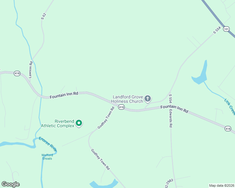map of restaurants, bars, coffee shops, grocery stores, and more near 820 Fountain Inn Road in Woodruff