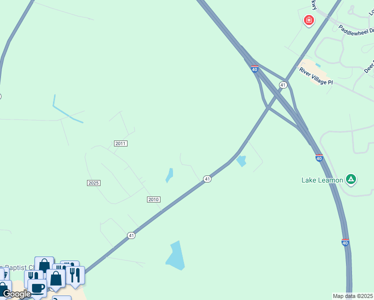 map of restaurants, bars, coffee shops, grocery stores, and more near 150 Mill Branch Ln in Wallace