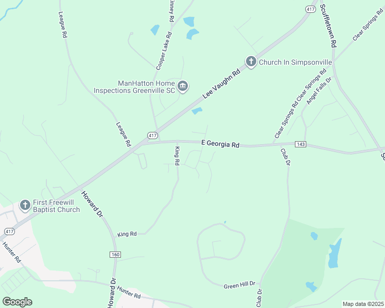 map of restaurants, bars, coffee shops, grocery stores, and more near 331 Stoneleigh Road in Simpsonville