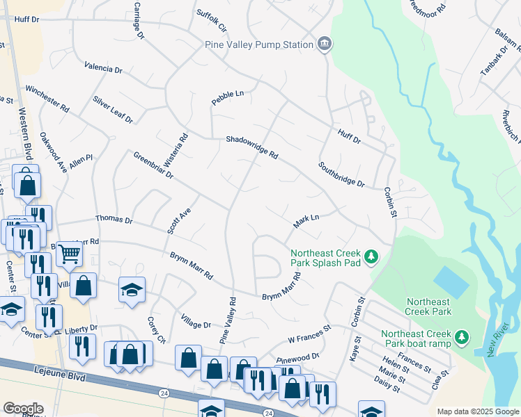 map of restaurants, bars, coffee shops, grocery stores, and more near 103 Wedgewood Drive in Jacksonville
