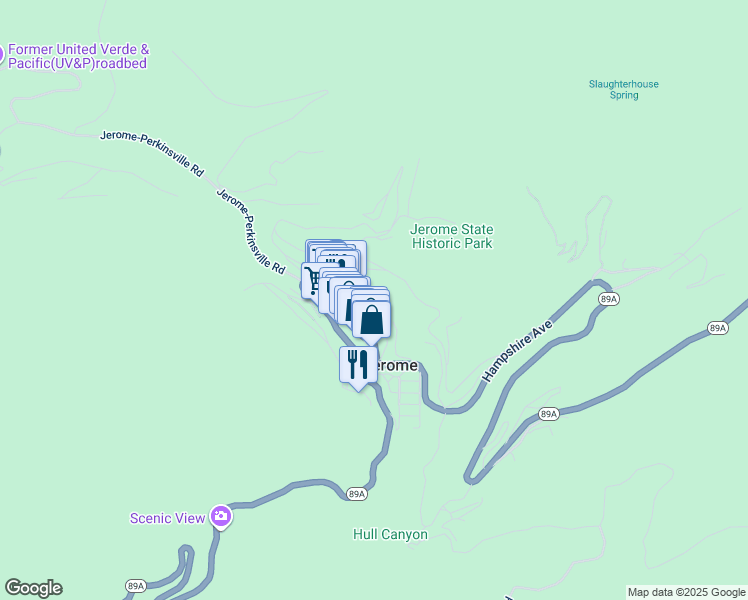map of restaurants, bars, coffee shops, grocery stores, and more near 405 Hull Avenue in Jerome