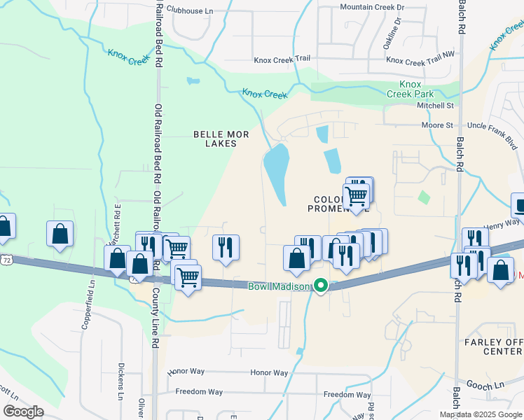 map of restaurants, bars, coffee shops, grocery stores, and more near 216 Kirby Lane in Madison