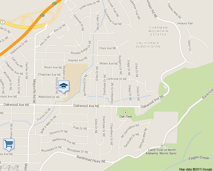 map of restaurants, bars, coffee shops, grocery stores, and more near 2026 Stanhope Drive Northeast in Huntsville