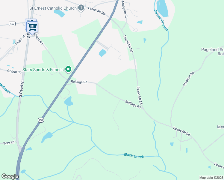 map of restaurants, bars, coffee shops, grocery stores, and more near 931 Rollings Road in Pageland