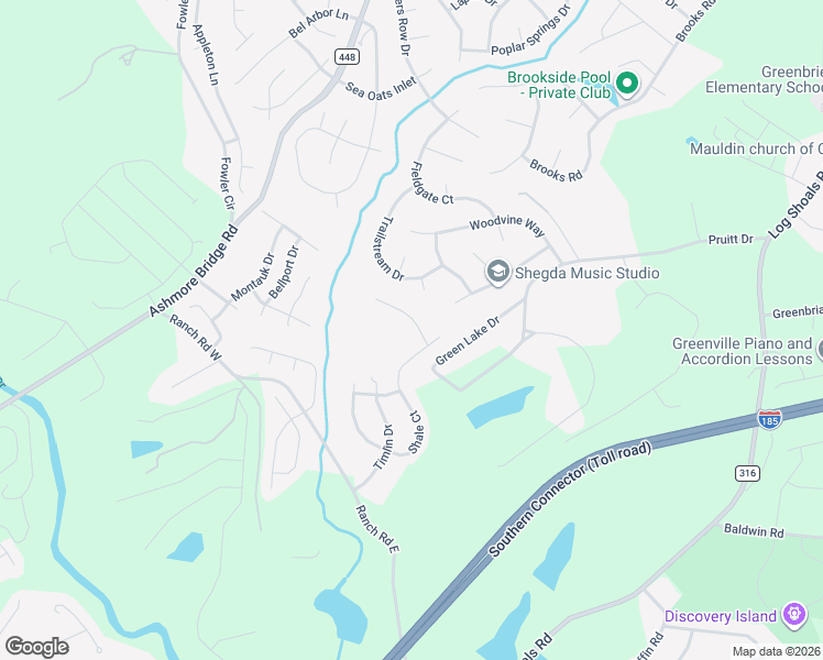 map of restaurants, bars, coffee shops, grocery stores, and more near 16 Granite Lane in Greenville