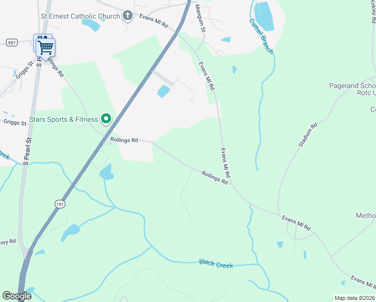 map of restaurants, bars, coffee shops, grocery stores, and more near 931 Rollings Road in Pageland