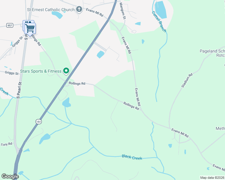 map of restaurants, bars, coffee shops, grocery stores, and more near 931 Rollings Road in Pageland
