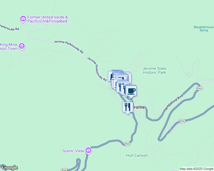 map of restaurants, bars, coffee shops, grocery stores, and more near 197 County Road in Jerome