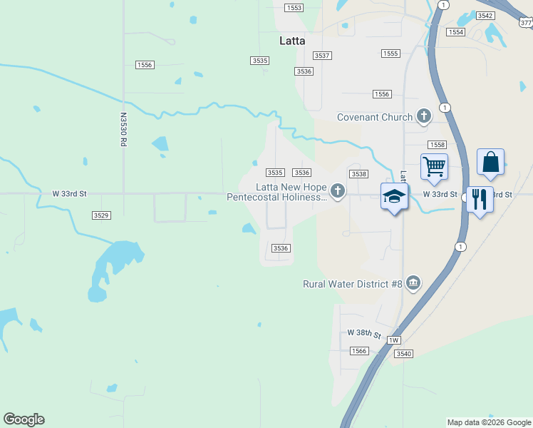 map of restaurants, bars, coffee shops, grocery stores, and more near 2219 Lindsey Lane in Ada