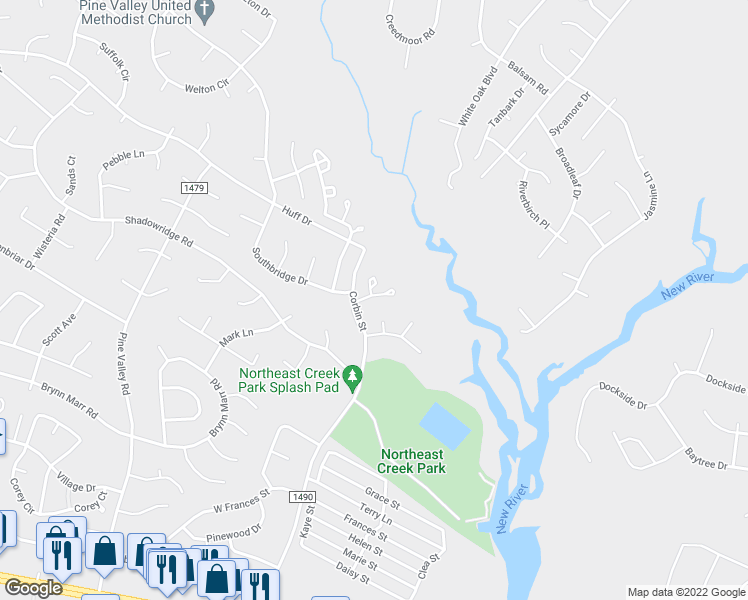 map of restaurants, bars, coffee shops, grocery stores, and more near 202 Meadowbrook Lane in Jacksonville