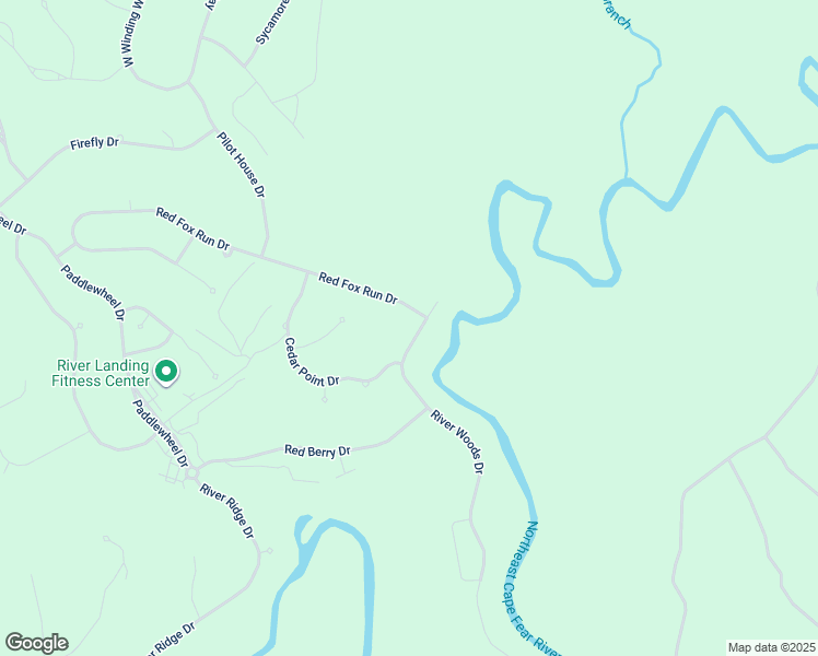 map of restaurants, bars, coffee shops, grocery stores, and more near 126 River Woods Drive in Wallace