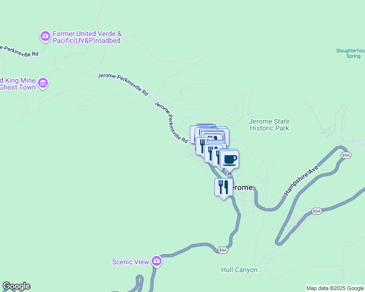 map of restaurants, bars, coffee shops, grocery stores, and more near 197 County Road in Jerome
