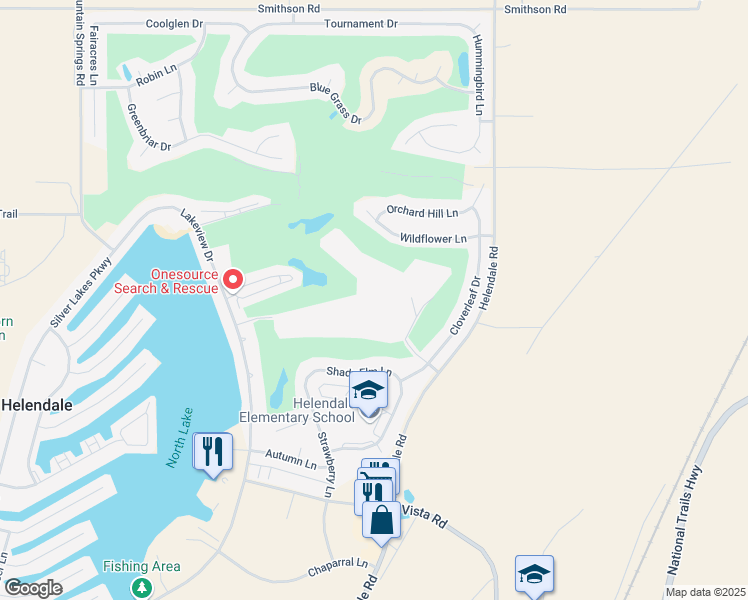 map of restaurants, bars, coffee shops, grocery stores, and more near Bonita Lane in Helendale