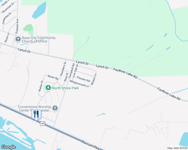 map of restaurants, bars, coffee shops, grocery stores, and more near 505 Wicker Lane in North Little Rock