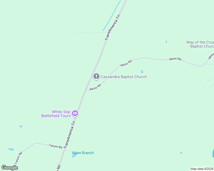 map of restaurants, bars, coffee shops, grocery stores, and more near 1513 Akins Road in Chickamauga