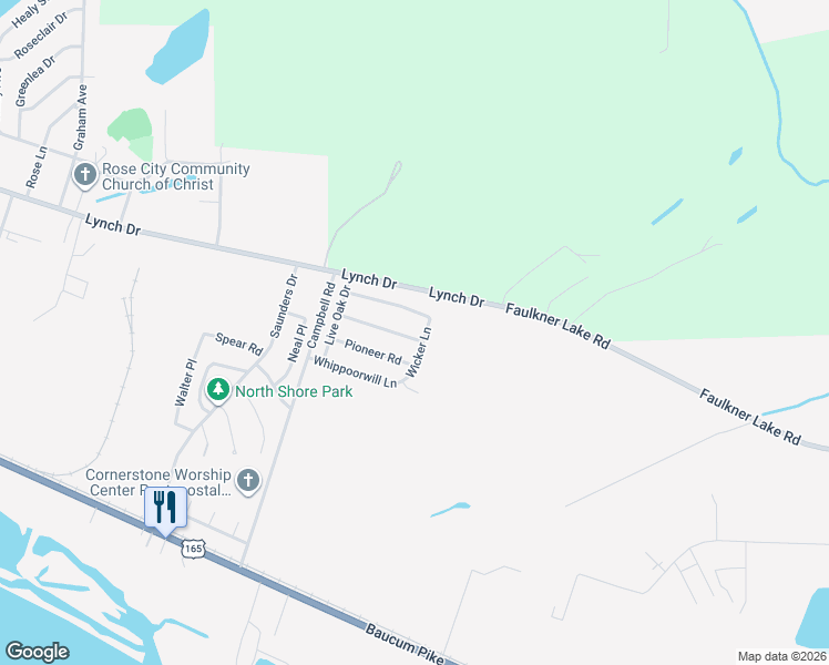 map of restaurants, bars, coffee shops, grocery stores, and more near 505 Wicker Lane in North Little Rock