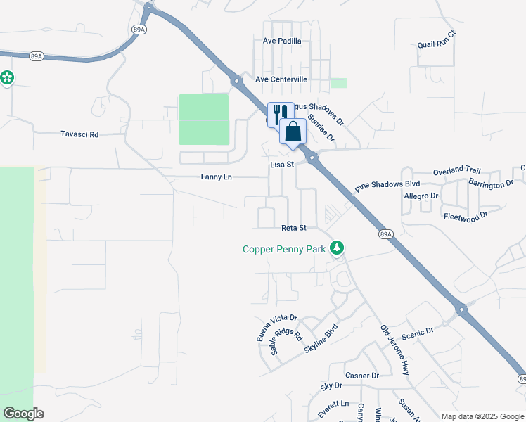 map of restaurants, bars, coffee shops, grocery stores, and more near 1421 West Foy Drive in Clarkdale