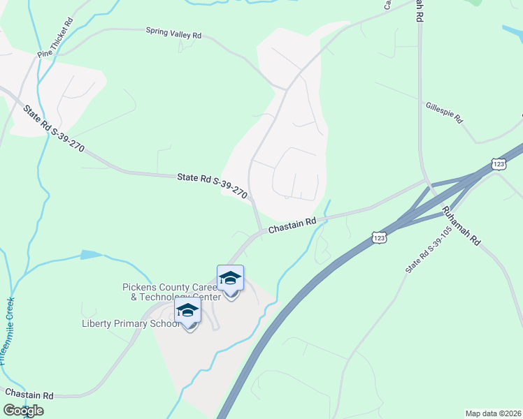 map of restaurants, bars, coffee shops, grocery stores, and more near 611 Piney Trail Road in Liberty