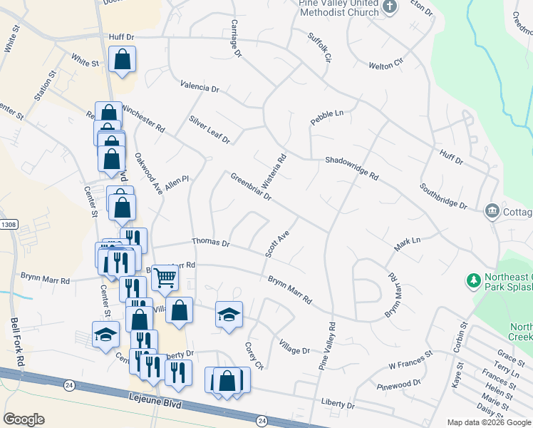 map of restaurants, bars, coffee shops, grocery stores, and more near 125 Linda Loop in Jacksonville