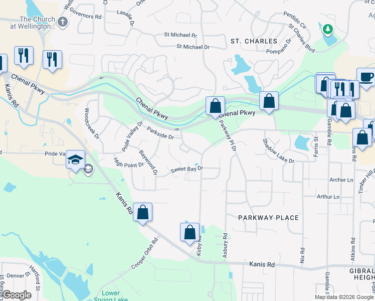 map of restaurants, bars, coffee shops, grocery stores, and more near 4 Juniel Point in Little Rock