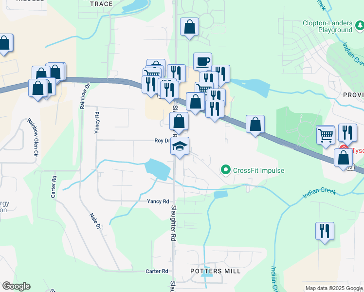 map of restaurants, bars, coffee shops, grocery stores, and more near 101 Castle Drive in Madison