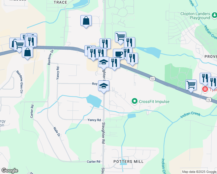 map of restaurants, bars, coffee shops, grocery stores, and more near 101 Castle Drive in Madison