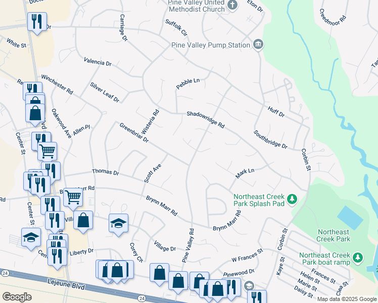 map of restaurants, bars, coffee shops, grocery stores, and more near 301 West Willowood Lane in Jacksonville