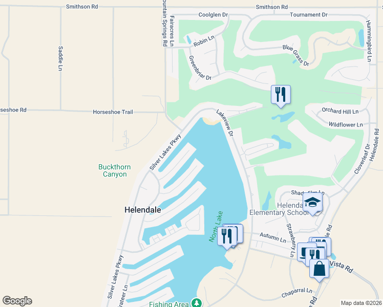 map of restaurants, bars, coffee shops, grocery stores, and more near 14593 Mast Lane in Helendale