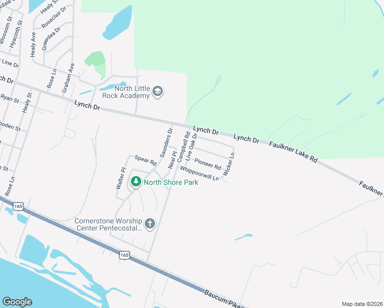 map of restaurants, bars, coffee shops, grocery stores, and more near 6507 Pioneer Road in North Little Rock