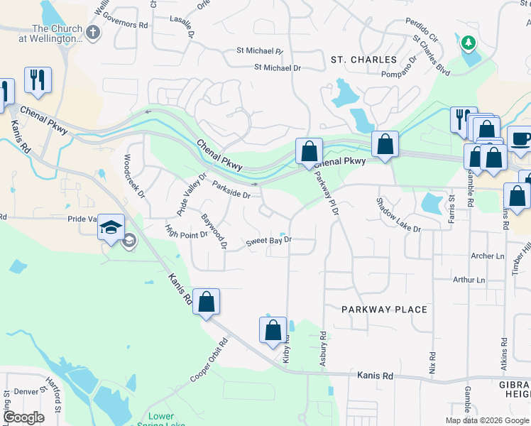 map of restaurants, bars, coffee shops, grocery stores, and more near 4 Juniel Point in Little Rock