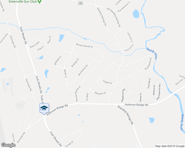 map of restaurants, bars, coffee shops, grocery stores, and more near 156 Bonnie Woods Drive in Greenville