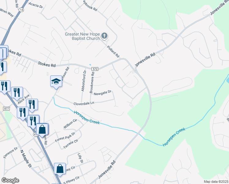 map of restaurants, bars, coffee shops, grocery stores, and more near 127 Newgate Drive in Simpsonville