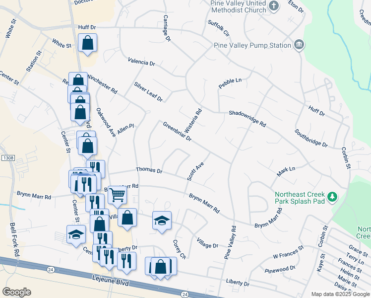 map of restaurants, bars, coffee shops, grocery stores, and more near 123 Linda Loop in Jacksonville