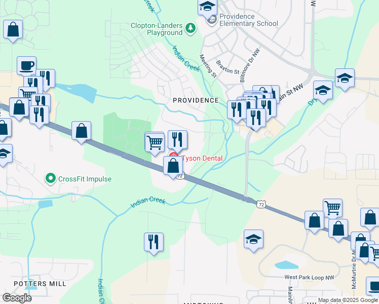 map of restaurants, bars, coffee shops, grocery stores, and more near 1466 Paramount Drive in Huntsville