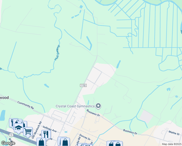 map of restaurants, bars, coffee shops, grocery stores, and more near 444 Old Airport Road in Newport