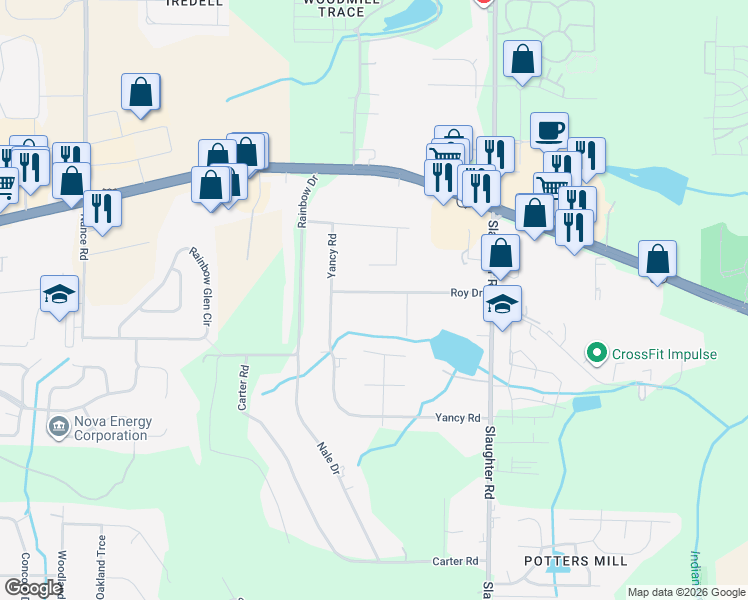 map of restaurants, bars, coffee shops, grocery stores, and more near 218 Roy Drive in Madison